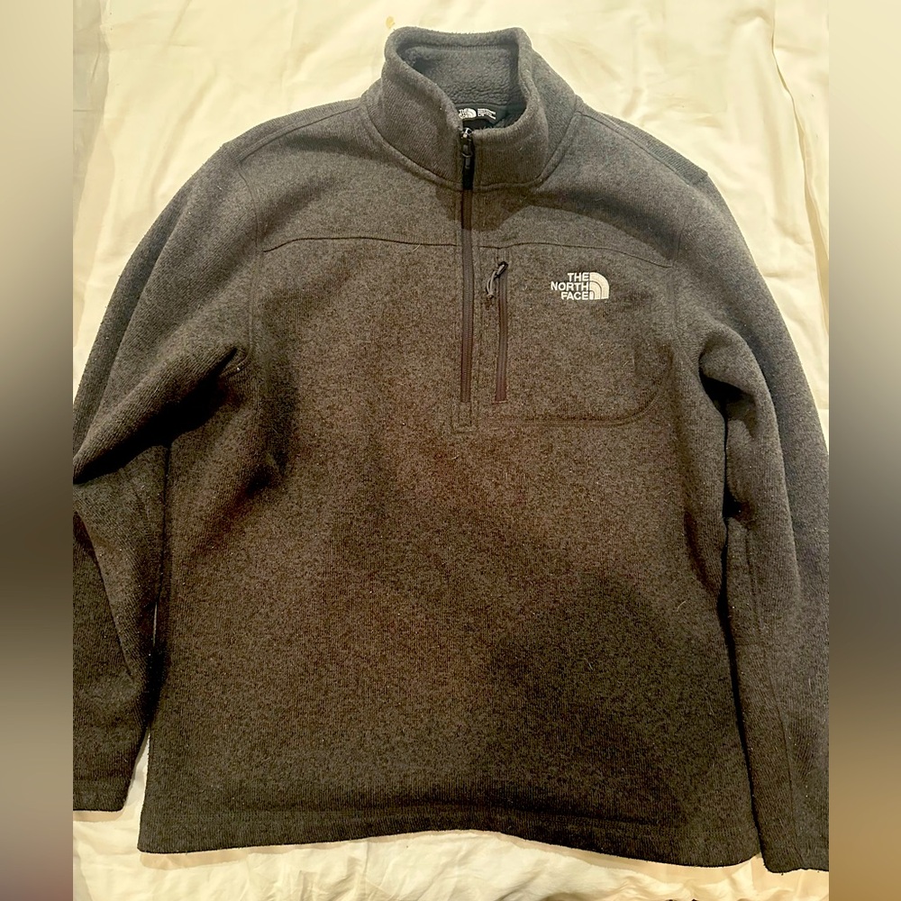 Grey Northface quarter zip sweater